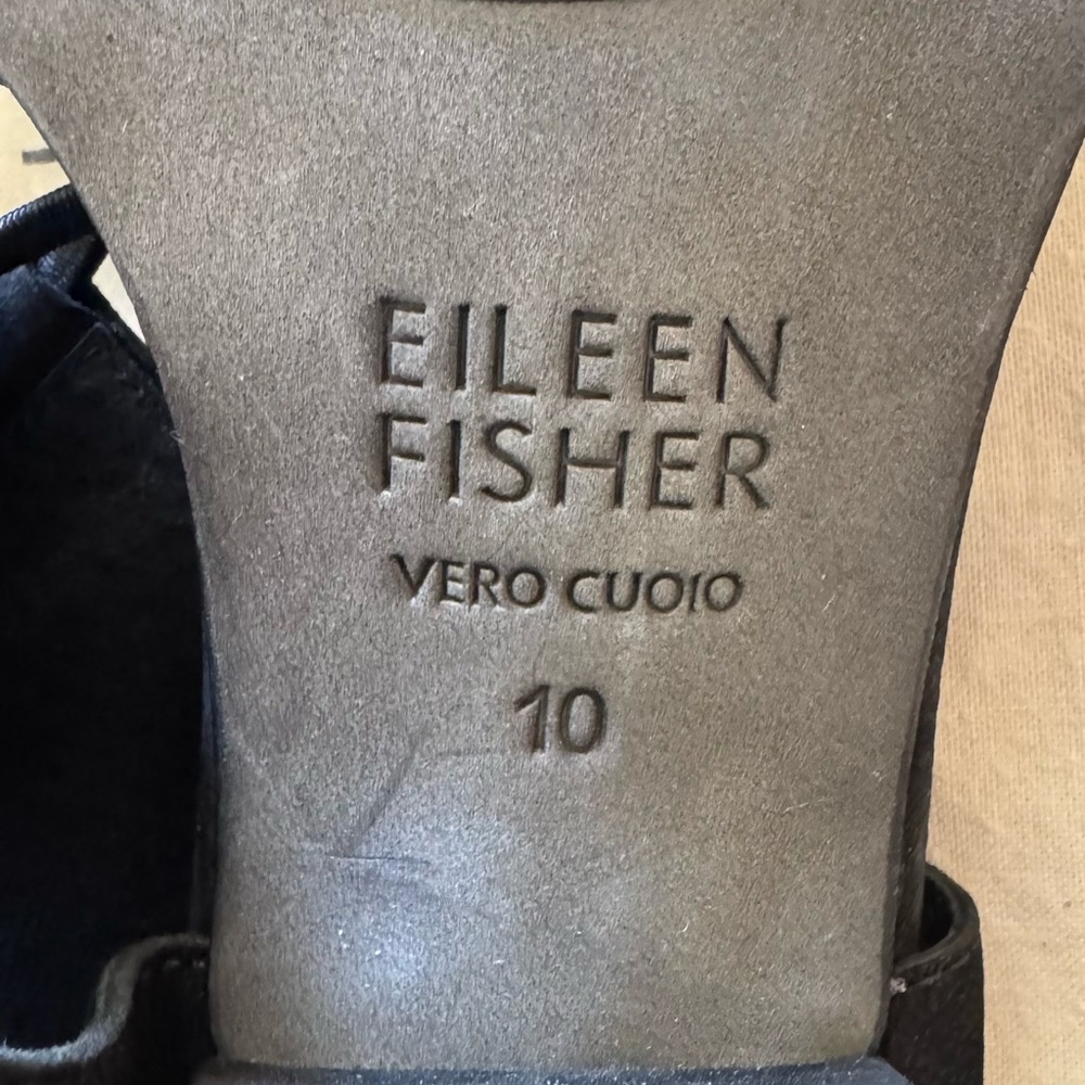 Eileen Fisher Womens DOE Tumbled Nubuck Heeled Sandals Black size 10 - Picture 8 of 11